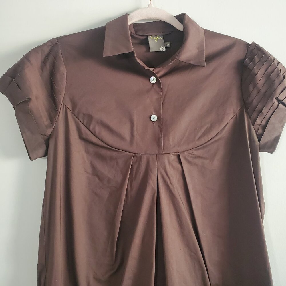 Taylor Women's Shift Dress 4 Chocolate Brown Vintage Y2K Grunge - Picture 2 of 10